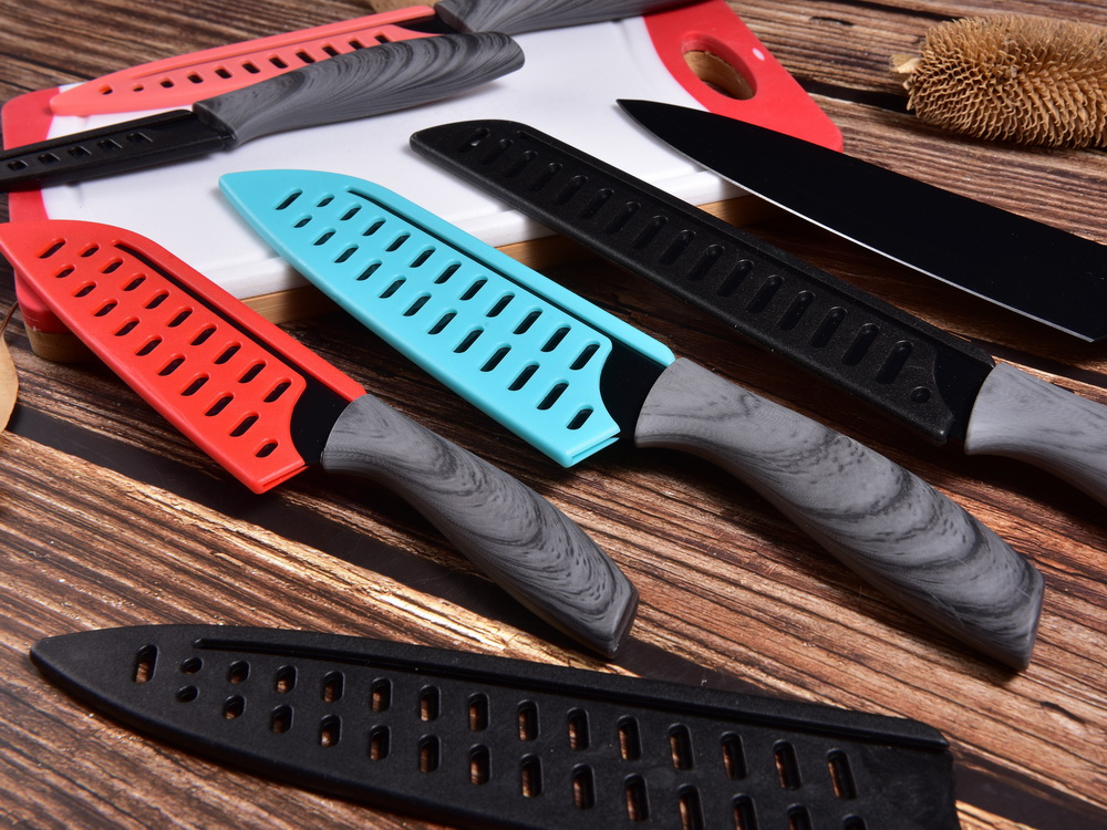 non stick multicoloured design kitchen knives