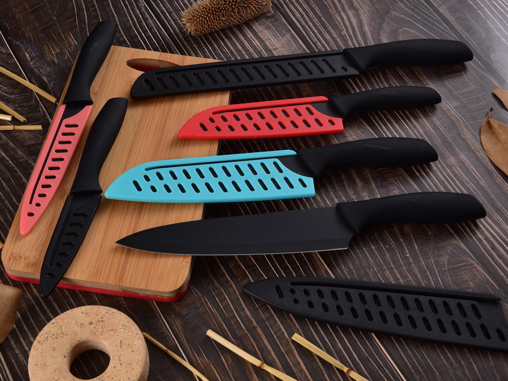 non stick multicoloured design kitchen knives